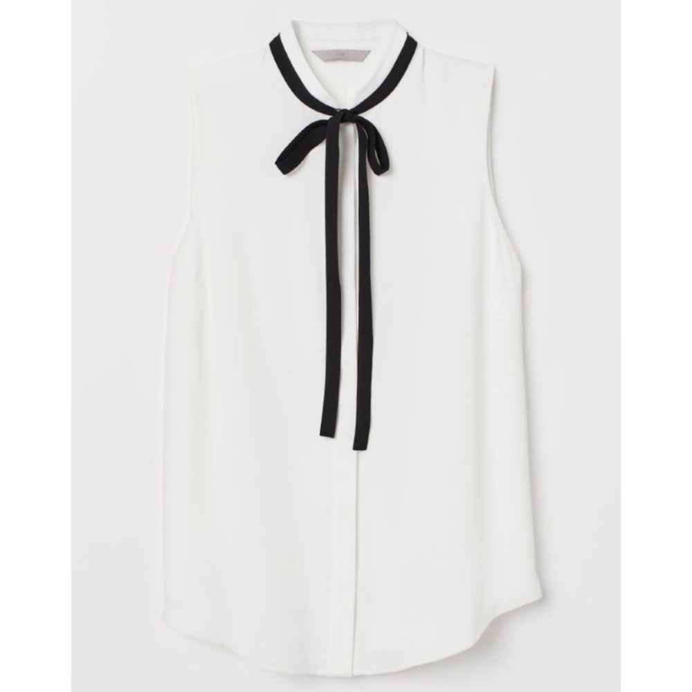 H&M Sleeveless Tie Collared Blouse Size Large NWT